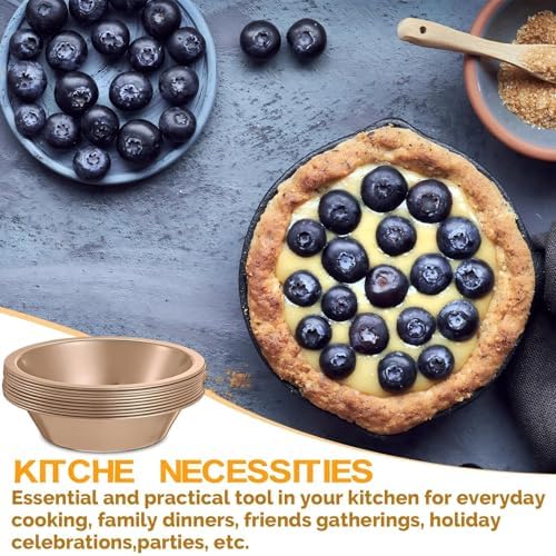 8 Pcs 4 Inch Steel Mini Pie Pans Tins, Champagne