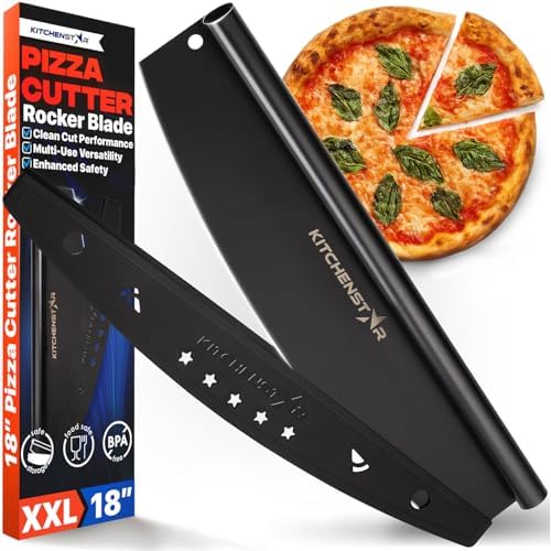 18-Inch Pizza Cutter Rocker Blade, 304 Stainless Steel Slicer Knife, Black