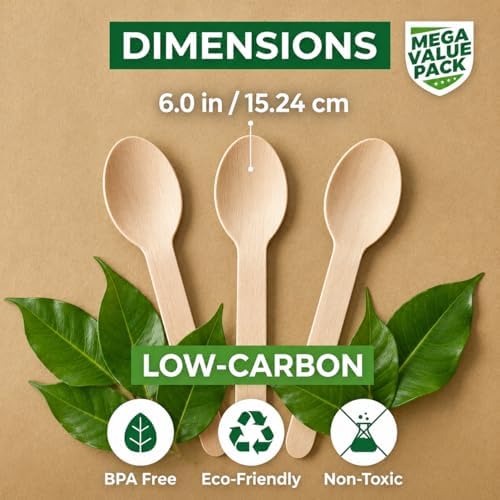 700 Wooden Spoons - Wooden Utensils - Disposable Utensils Set - Compostable
