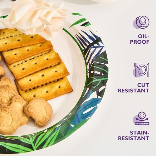 Disposable Paper Plates 8.5 Inch 300 Count, Leaf Pattern
