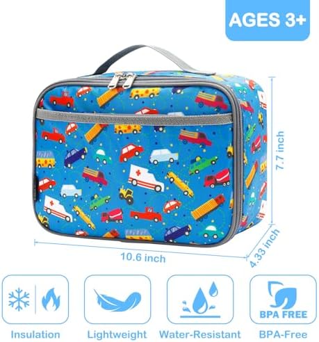 FlowFly Kids Lunch box Insulated Soft Bag Mini Cooler Back to School Thermal Meal Tote Kit for Girls, Boys, Car