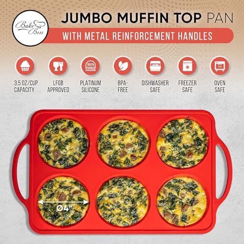 Confetti 4 Inch Silicone Jumbo Muffin Pan, 6 Cup Nonstick Baking Mold