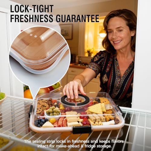 Renmxj Portable Charcuterie Boards with Lid, Cheese, Veggie & Snack Tray