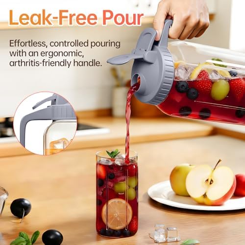 32oz Glass Pitcher with Lid & Spout – 1 Quart Mason Jars, Airtight & Leakproof Breastmilk Pitcher for Cold Brew Coffee, Sun Tea, Water, Juice – Wide Mouth, Fridge Safe