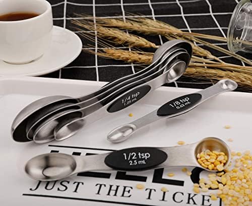 Magnetic Measuring Spoons Set of 6 Stainless Steel Dual Sided Teaspoon