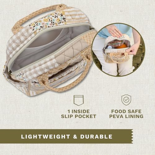 Bella Taylor Lunch Tote, Quilted Lunch Bag, Prairie Meadow Patch