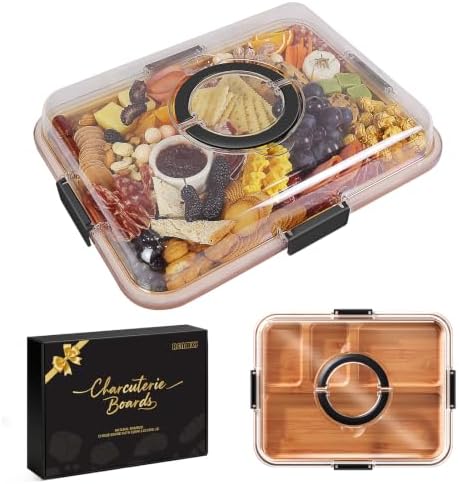 Renmxj Portable Charcuterie Boards with Lid, Cheese, Veggie & Snack Tray