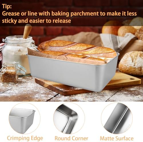AKOLAFE 12 Pack Stainless Steel Loaf Pan 8.5 x 5.5 Inch Banana Bread Pan for Homemade Bread Loaf Pans for Baking Bread Tin Sourdough Bread Baking Pan Metal Sandwich Loaf Bread Pans for Meatloaf, Cake