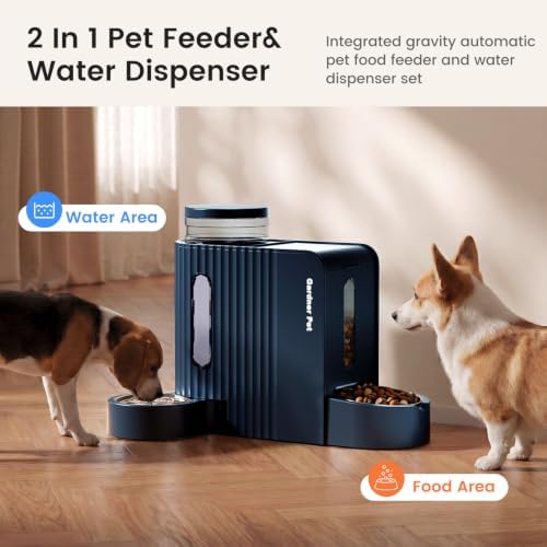 Gravity Automatic Cat Feeder, Water & Food Dispenser Set, Stainless Bowls