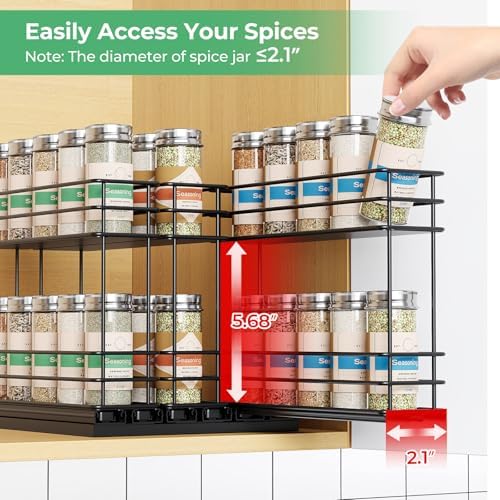 Mystozer Pull Out Spice Rack Organizer for Cabinet, Slide Out Spice Racks