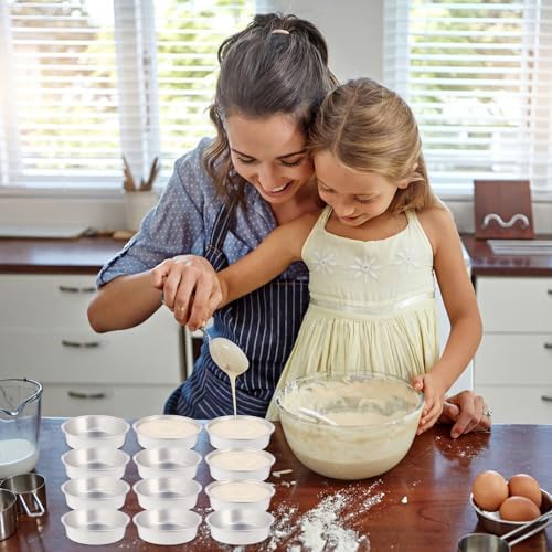 Yinder 8 oz Disposable Creme Brulee Ramekins with Lids, 4 Inch Mini Pie Tins Aluminum Foil Pie Tart Cake Baking Pans Individual Round Containers Oven Safe(White,120 Pcs)