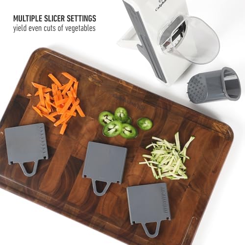 Calphalon Aero Mandoline Slicer, Stainless Steel Vegetable Slicer with Container, Adjustable Mandoline with Interchangeable Blades & Wide Chute for Precision Slicing & Food Prep