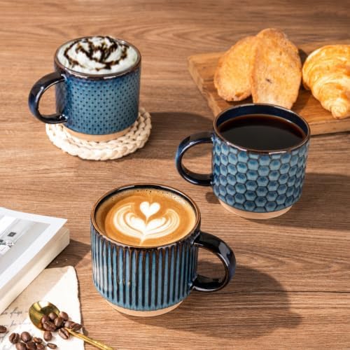 GBhome 12 OZ Stackable Coffee Mugs Set of 6, Ceramic Coffee Cups Set