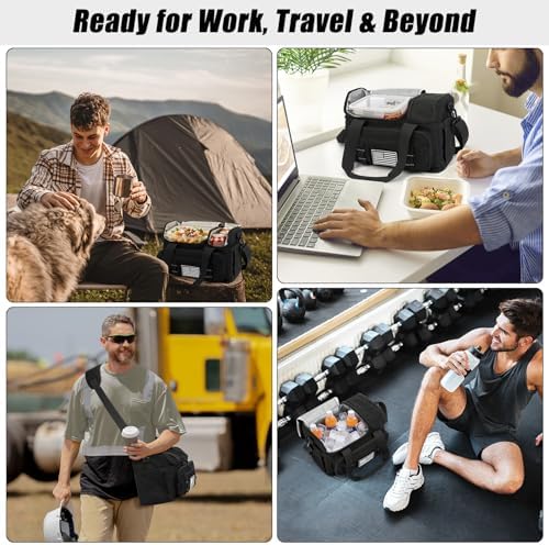 Lunch Box for Men, 15L Insulated Lunch Bag with Hot/Cold Compartment