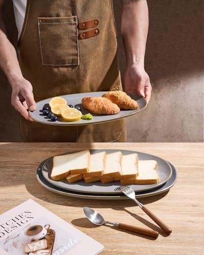famiware Serving Platters Set of 3 Sizes - Oval, Dark Grey