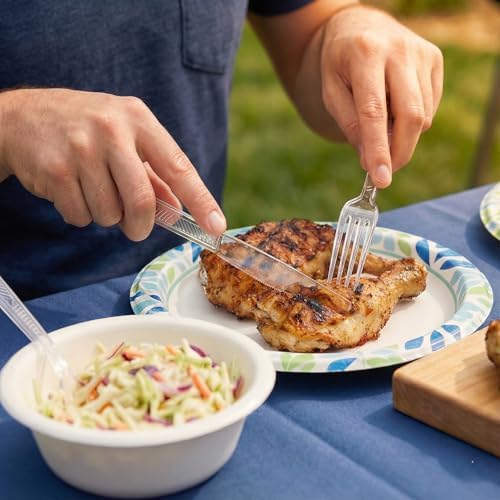 Party Dimensions 3000 Count Plastic Cutlery Combo Case, Disposable Clear Plastic Silverware Utensils Set, 1000 Forks, 1000 Spoons, 1000 Knives