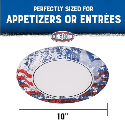 Kingsford Heavy Duty Paper Plates, American Flag, 10 Inch, 35 Count, 6-Pack