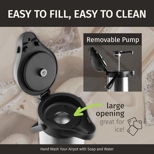 Cresimo Coffee Carafe with Pump 102oz / 3L Airpot Large Hot Water Dispenser
