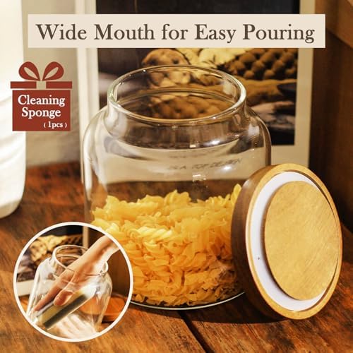 Labina Glass Jar with Wood Lid, Airtight Kitchen Storage Canister