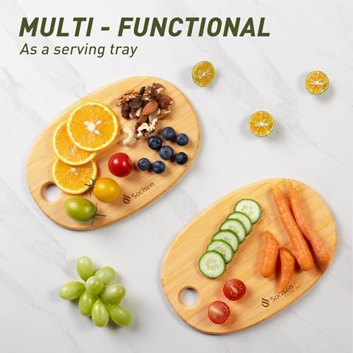 2 Pack Small Bamboo Wood Cutting Board for Kitchen Mini Wooden Chopping Board Lightweight Charcuterie Serving Board Handheld Butcher Block Non-Toxic Chef Set Camping Fruit Housewarming Essentials