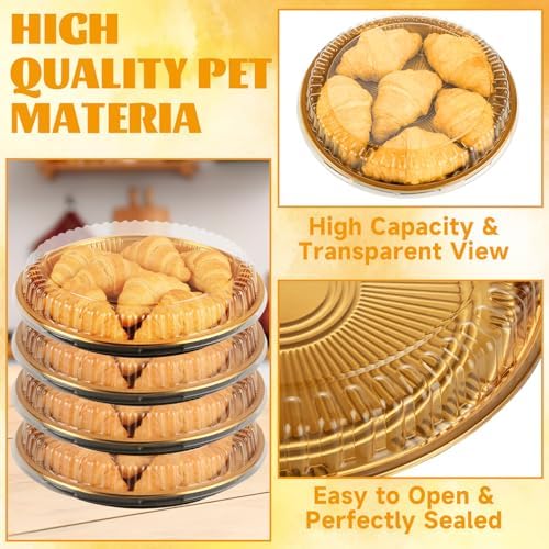 20 Pack 12 Inch Plastic Pie Containers with Lid, Disposable Pie Pans with Lids, Round Pie Platters Pizza Container, Plastic Serving Tray for Fruit Sandwich Party Takeout Food Picnic Supply