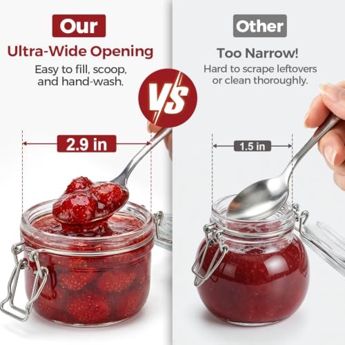 Small Glass Containers with Airtight Lids 4 oz 6 Pack Mini Jam Jars