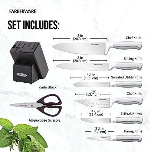 Farberware EdgeKeeper 13-Piece Self-Sharpening Knife Block Set, Black