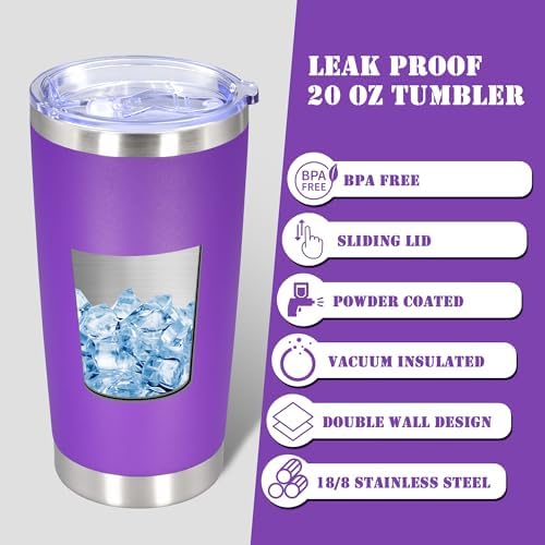 20 oz Tumbler Insulated Tumblers Stainless Steel Coffee Mug,Purple 1PCS