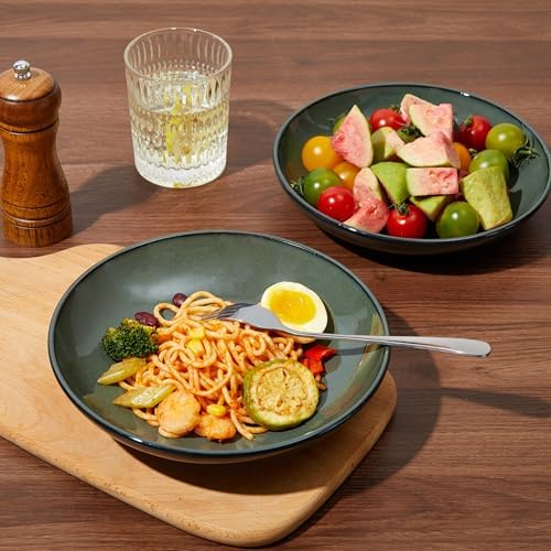 Pokini 8.75'' Ceramic Pasta Bowls Set of 4, Salad Bowls Pasta Serving Bowls
