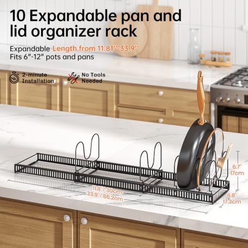 MUDEELA Expandable Pot Pan Lid Organizers inside Cabinet, 20 Divider-Black