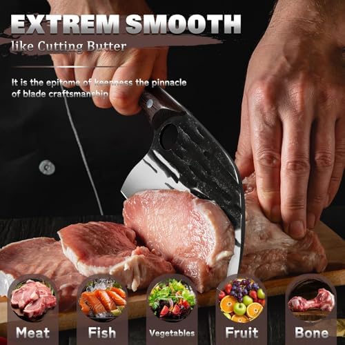 Huusk Butcher Knife Set with Roll Bag - 10PCS for Meat Processing Men Gift