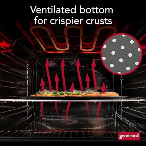 GoodCook AirPerfect Insulated Nonstick Carbon Steel Pizza Pan with Cutting Guides, Perforated Nonstick Pizza Pan, 15.75-Inch, Gray