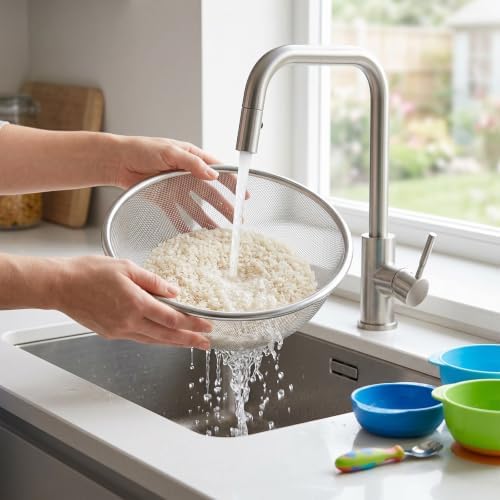 Fine Mesh Strainer, 8.8Inch Stainless Steel Colander Metal Strainer with Resting Base Mesh Strainers Net Basket, Stainless Steel Strainers with Handle for Pasta Spaghetti Vegetables Fruit Pot Draining