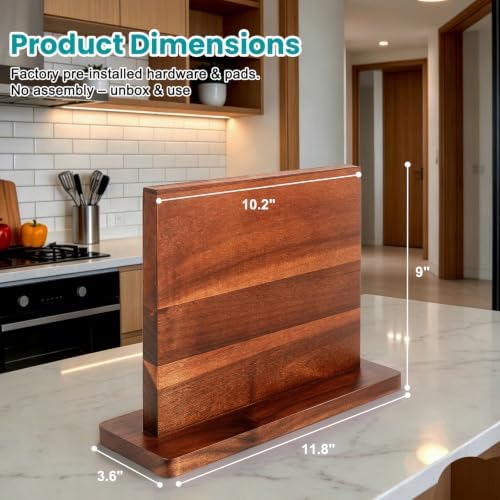 Magnetic Knife Block Wooden Knife Holder Rack for Knives Storage Stand