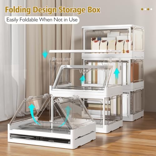 Kmiectse Clear Storage Bins with Lids 3 Pack 【Stackable & Sturdy】