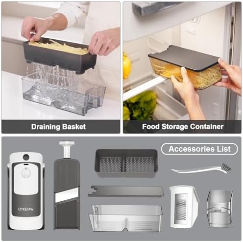 Safe Mandoline Potato Slicer Pro, Gen 4th with Container/Lid/Drain Basket