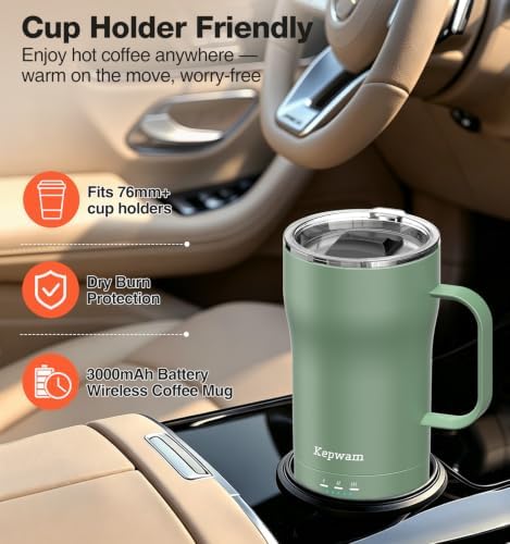 Kepwam Heated Coffee Mug T4, 16oz Smart Mug with Constant Temp Control