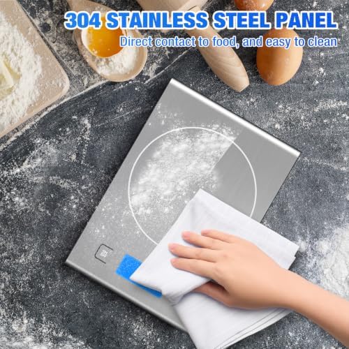 Diyife 33lb Rechargeable Stainless Steel Kitchen Food Scale, 9 * 6.3 inch