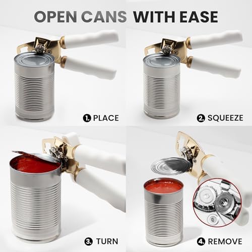 Zulay Kitchen Manual Can Opener Heavy Duty Patented Stainless Steel, Gold