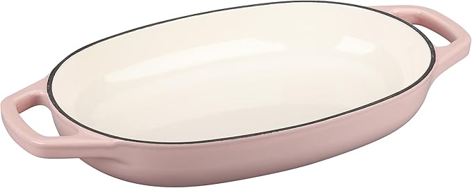 Enameled Cast Iron Oval Dutch Oven Pot with Lid, Dutch Oven for Sourdough Bread Baking, Bread Oven, Bread Dutch Oven, Oval Bread Pan, 5qt, Pink