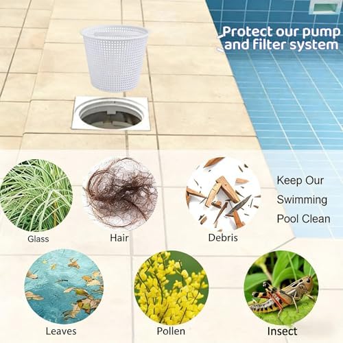 2Pack Pool Skimmer Basket for Inground Pool, 8" Top with Handle