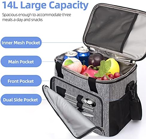 iknoe Insulated Lunch Bag, Foldable 8.5L Cooler Bag for Men & Women, Lunch Box
