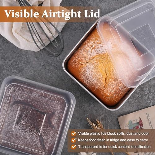 LIANYU 6 x 6 Square Cake Pans with Lid, Stainless Steel Lasagna Brownie Pan