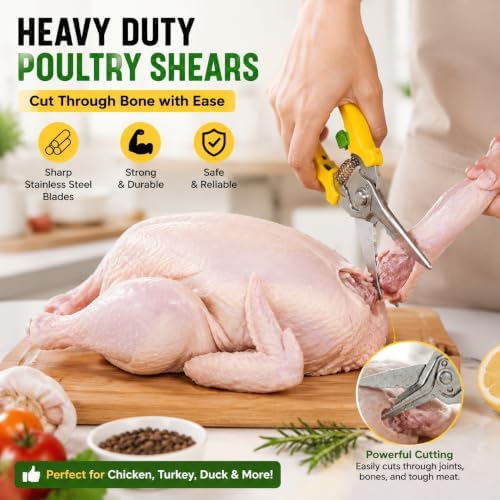 Kitchen Scissors, Stainless Steel Poultry Shears, Sharp Heavy Duty Scissors