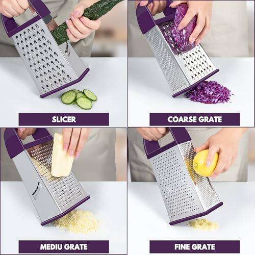Cheese Grater With Container Box Grater Stainless Steel Kitchen Purple