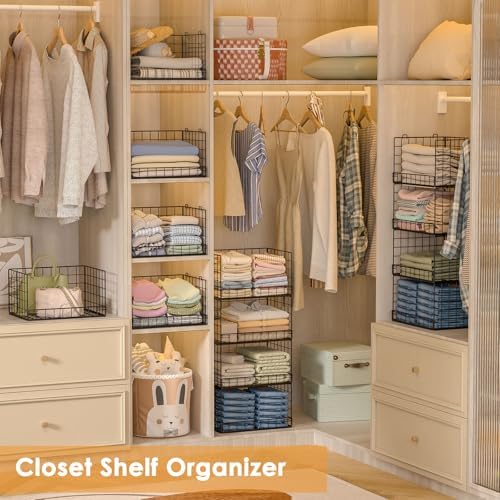 Yociyoga 8-Tier Stackable Closet Organizers and Storage Shelves, Foldable Closet Shelf Organizer, Stackable Storage Bins Drawers for Closet Organizer System, Black（Patent No. 30022416）