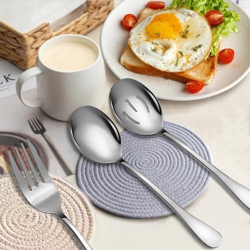 6 PCS Serving Spoons Set,10-Inch,Includes 2 Spoon/Slotted/Forks