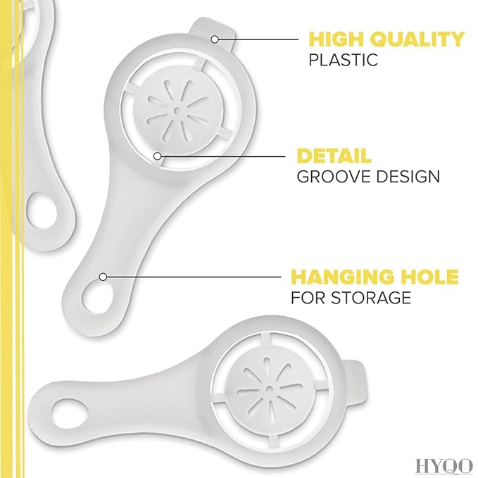 3 Pcs Egg Separator for Raw Eggs - Egg Yolk Separator Tool with Hang-On Bowl Design for Less Mess, ABS Plastic 2.36" Bowl & 4.96" Handle - Practical Kitchen Helper for Baking, Meringue, Creams & Mayo