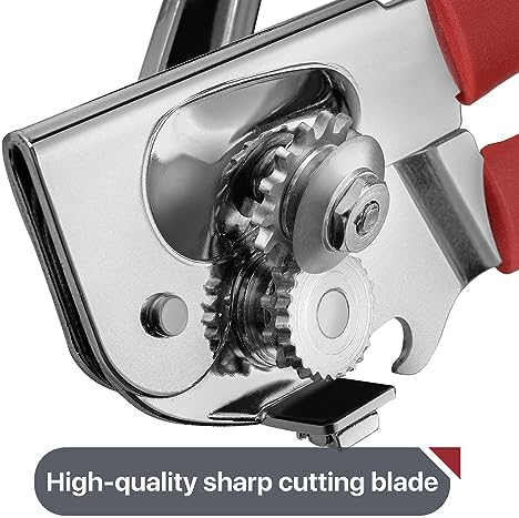 UHIYEE Commercial Can Opener Heavy Duty, Hand Crank for Large Cans, Red
