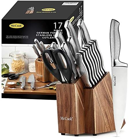 McCook Knife Set Sharp Kitchen Knife Block Set w Built-in Sharpener